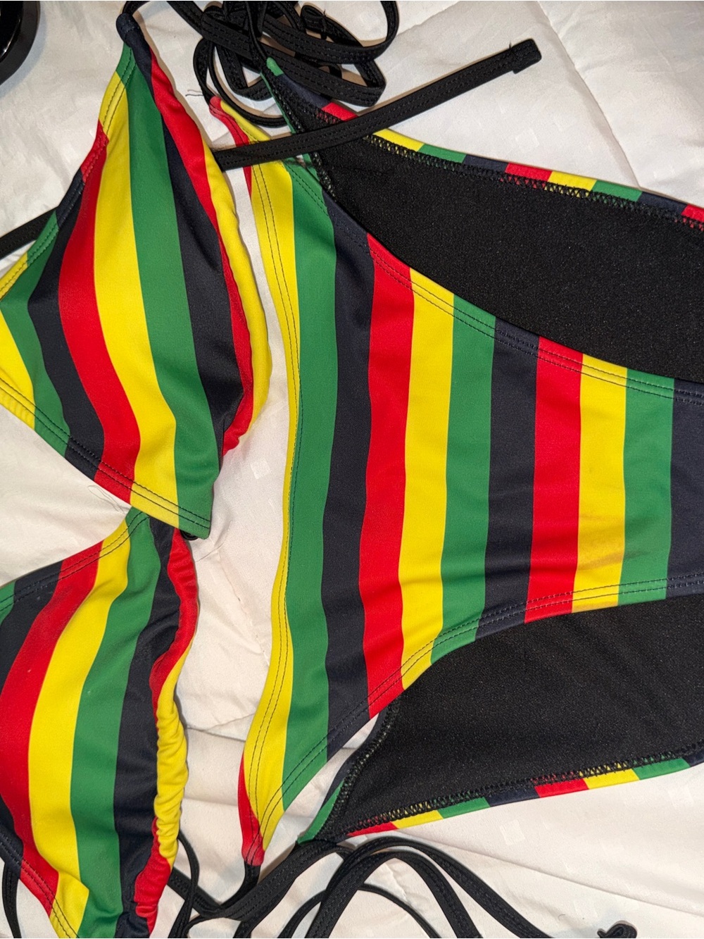 Fashion Nova Rasta Stripe Bikini - Red, Yellow, Green, Black